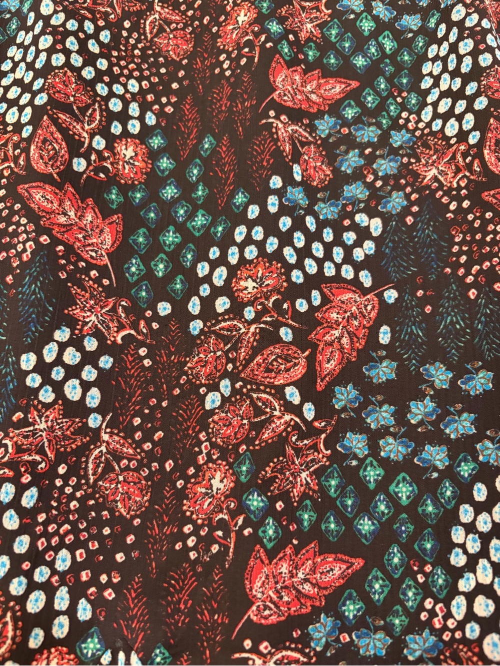 LOFT Black Maxi Skirt with Red and Teal Floral Print - Picture 3 of 5